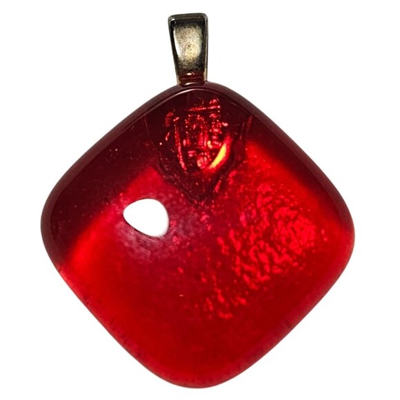 Elegant Red Glass Square Pendant Charm for Necklace Fashion Jewelry Women DIY - Picture 1 of 3